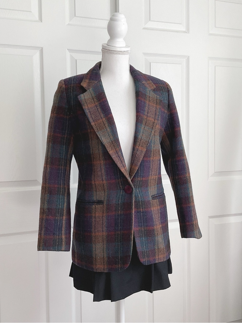 Vintage Plaid 100% Wool Blazer